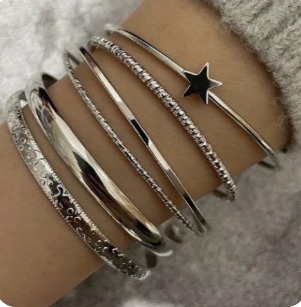 Silver Bangle Stack